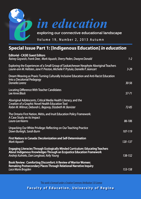 					View Vol. 19 No. 2 (2013): Autumn 2013  Special Issue, Part 1: [Indigenous Education] in education
				