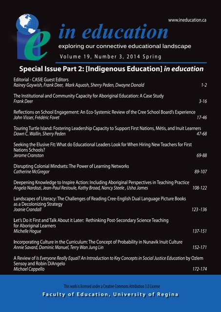 					View Vol. 19 No. 3 (2014): Spring 2014 Special Issue, Part 2: [Indigenous Education] in education
				