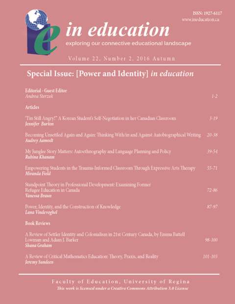 					View Vol. 22 No. 2 (2016): Autumn 2016 [Power and Identity] in education
				