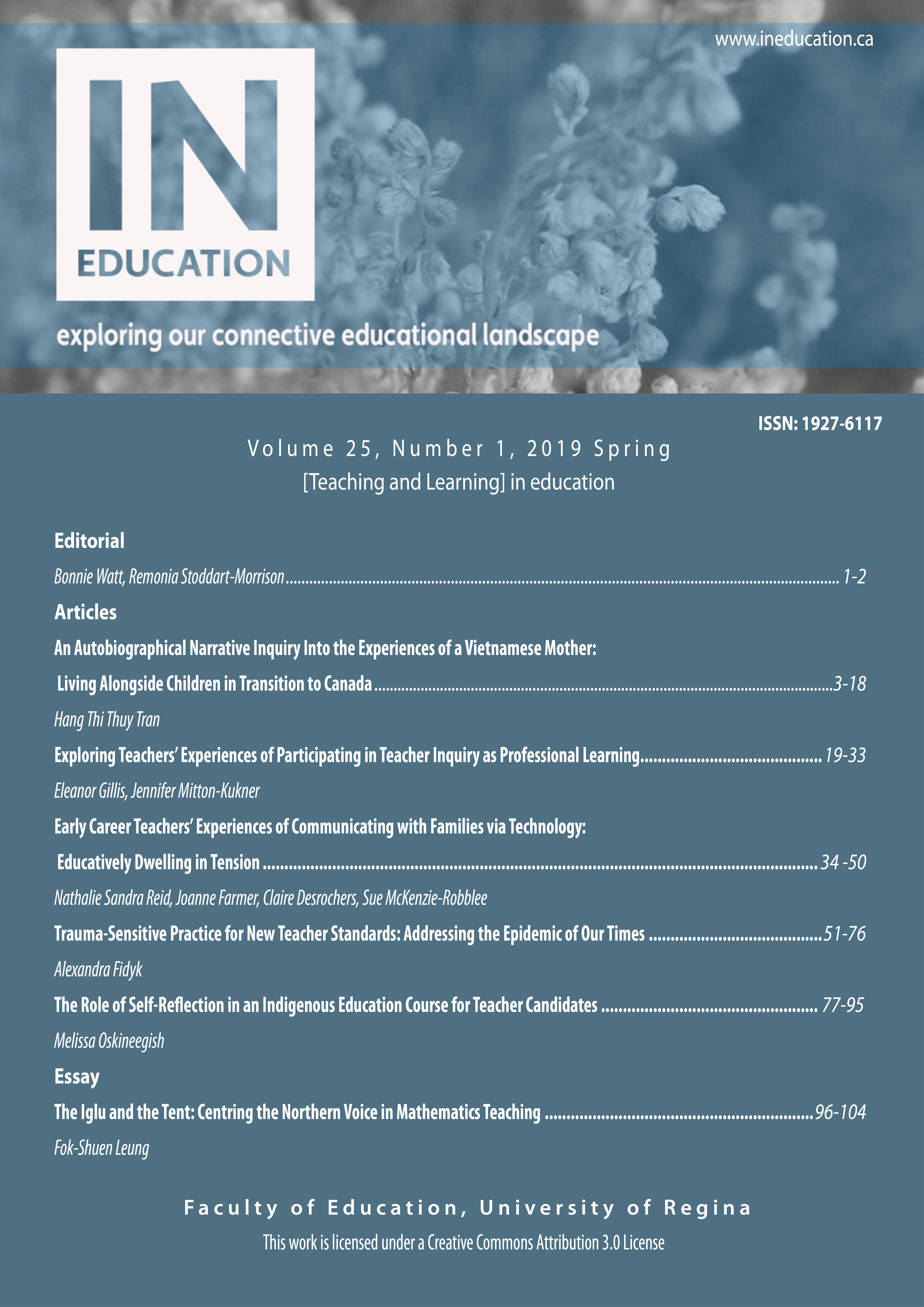 					View Vol. 25 No. 1 (2019): Spring 2019 [Teaching and Learning] in education
				