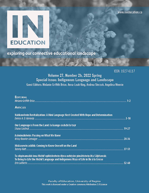 					View Vol. 27 No. 2b (2022): Spring 2022 [Indigenous Language and Landscape] in education
				